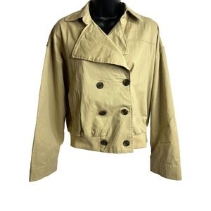 Universal Thread Jacket Womens Small Beige Double Breasted Cropped Trench New